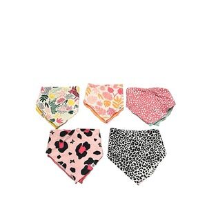 Lot of 5  Bandana Bibs Burp Cloth Honest Baby Organic Cotton Reversible Colorful
